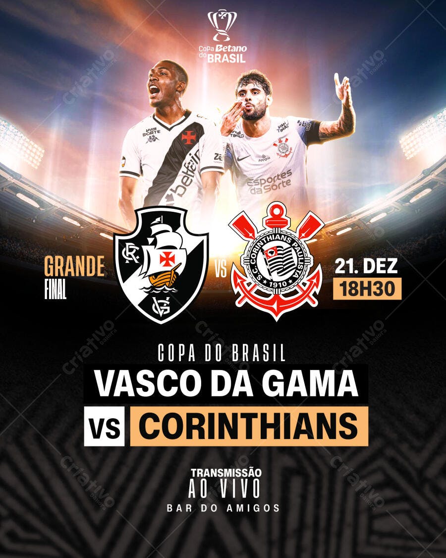 Flyer Grande Final Copa do Brasil Vasco Corinthians PSD Editável