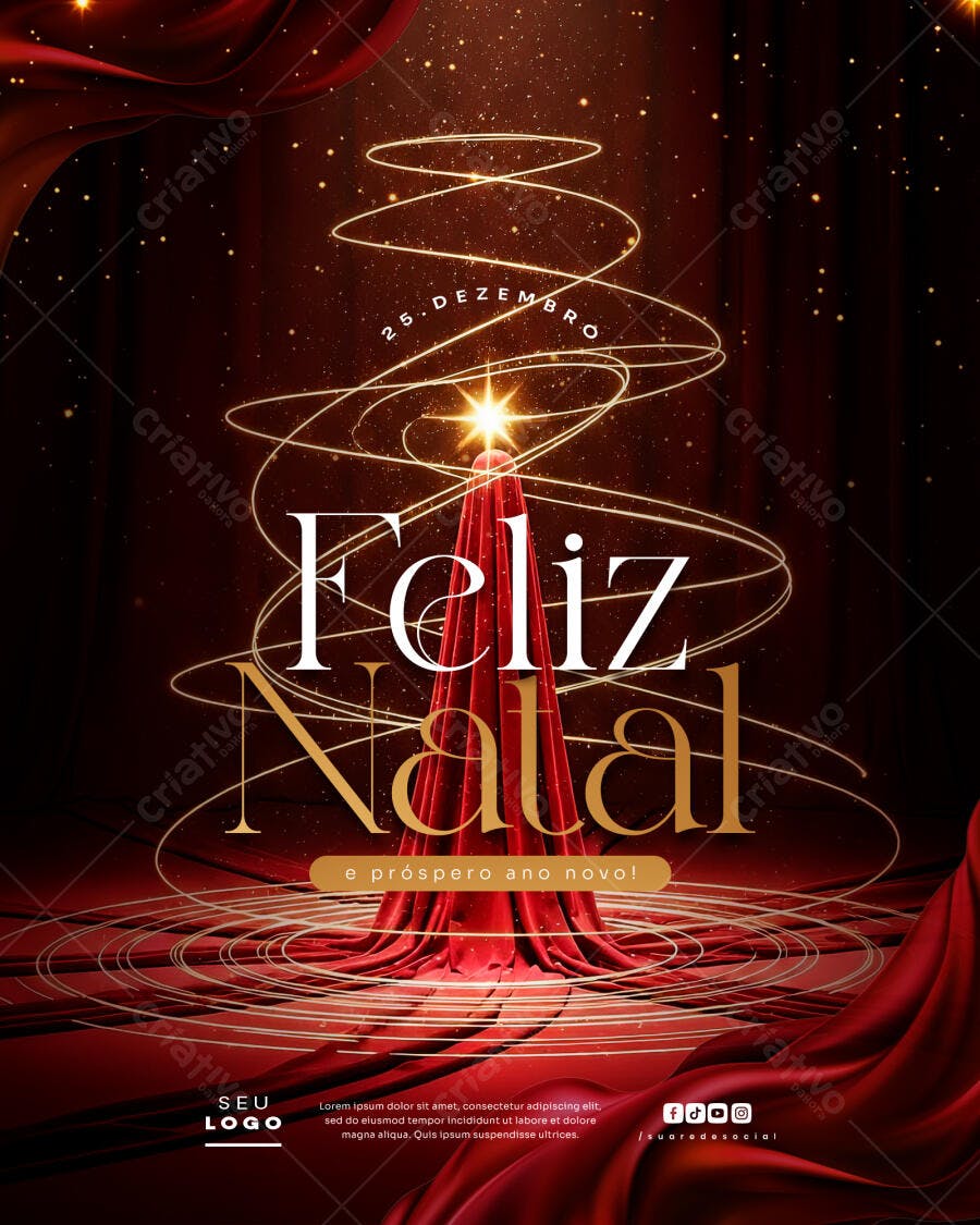 Flyer para Natal e Ano Novo Dourado Vermelho PSD Editável