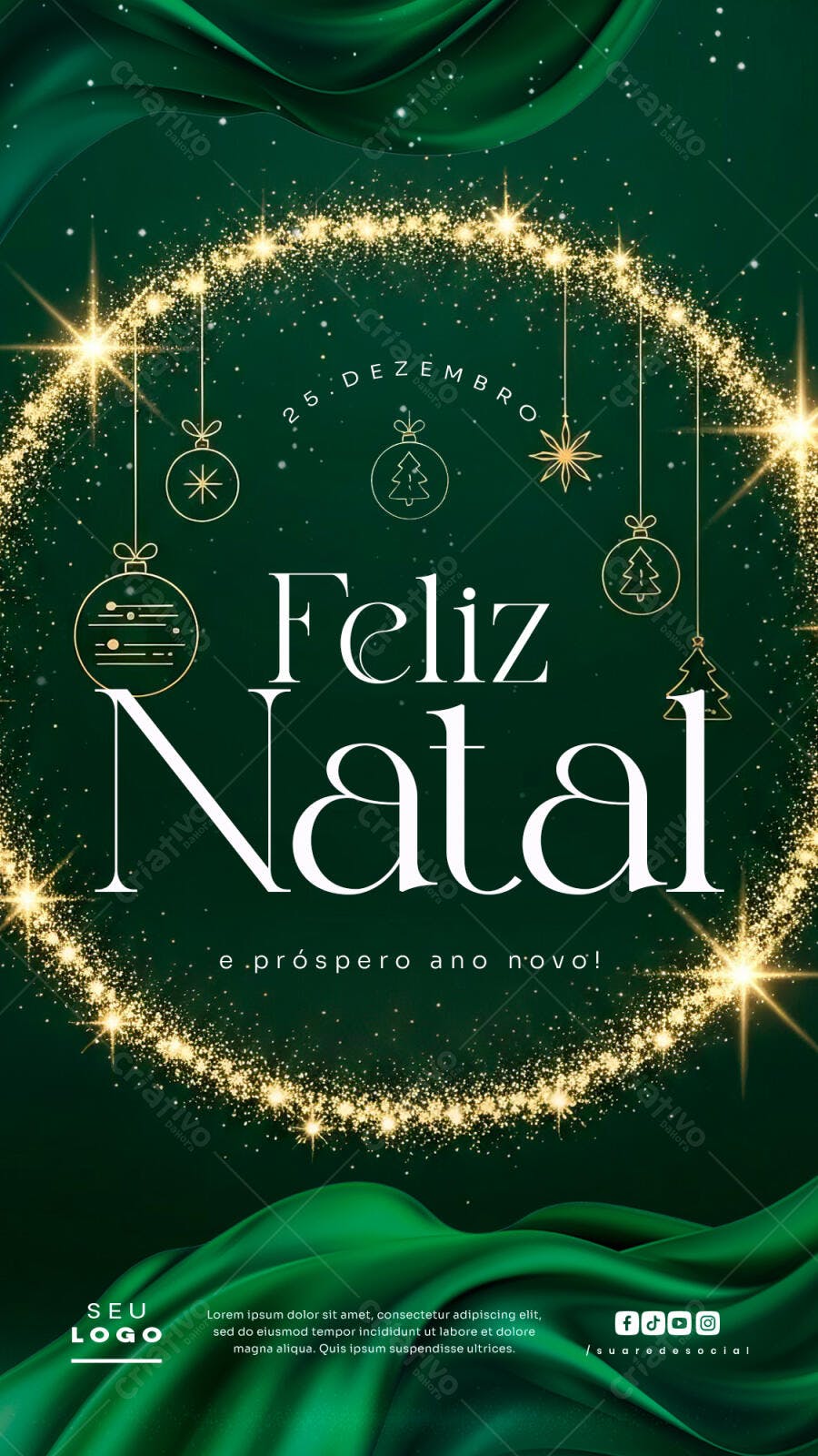 Flyer Vertical para Feliz Natal e Ano Novo PSD Editável