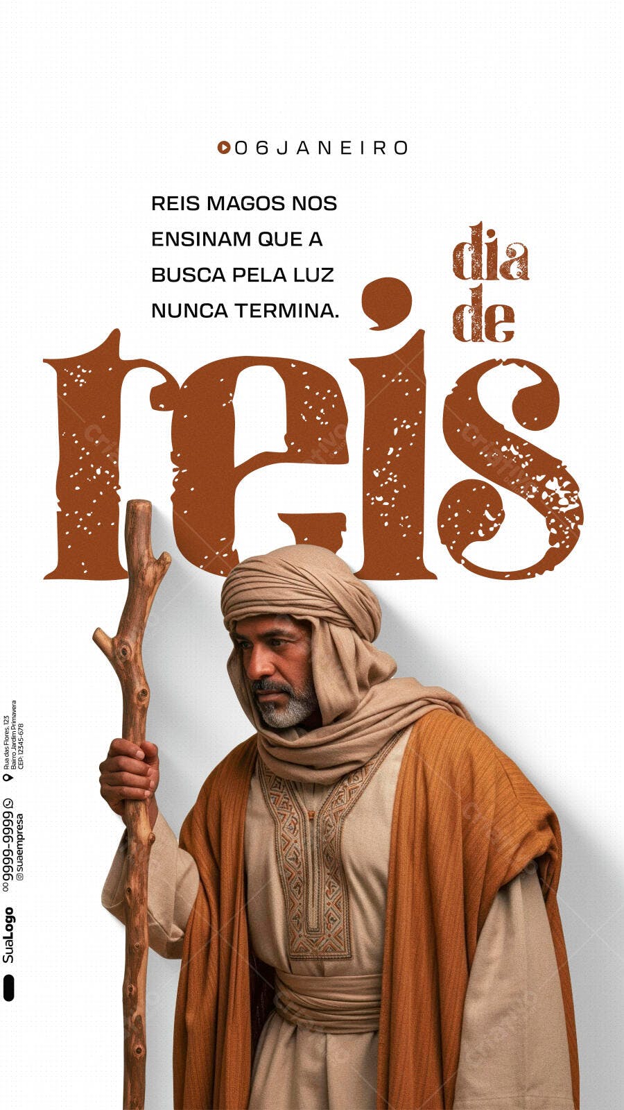 Flyer Dia de Reis com Mago PSD Editável