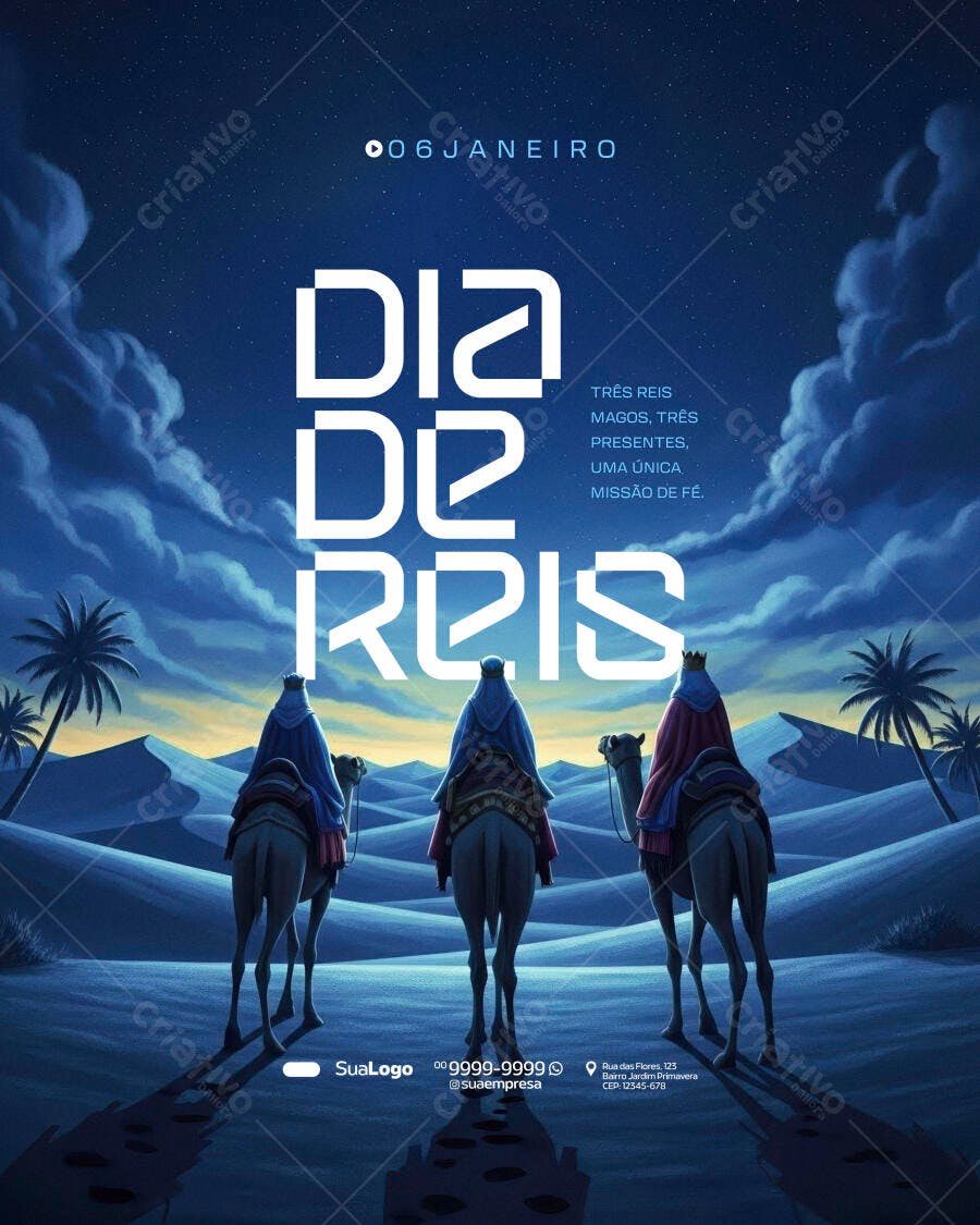 Flyer Dia de Reis Três Magos PSD Editável