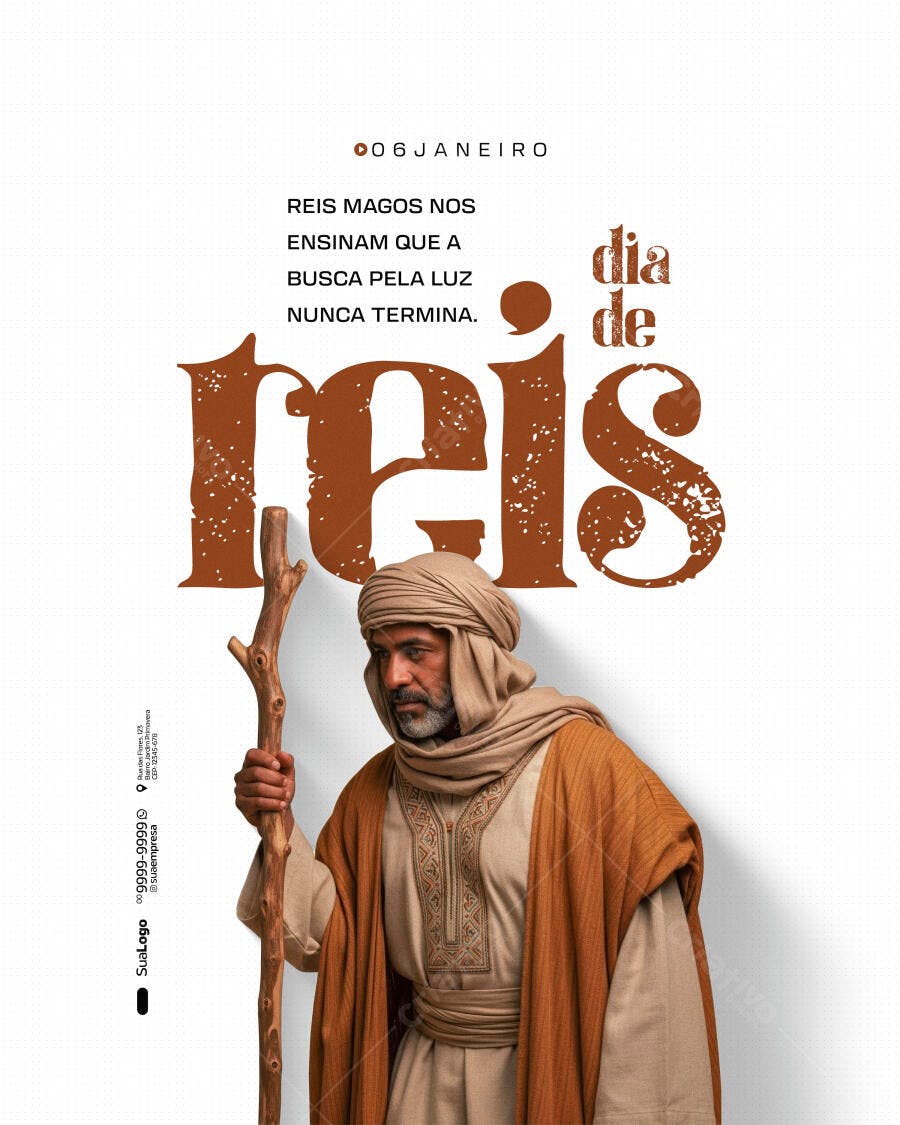 Flyer Dia de Reis Três Magos 06 Janeiro PSD Editável