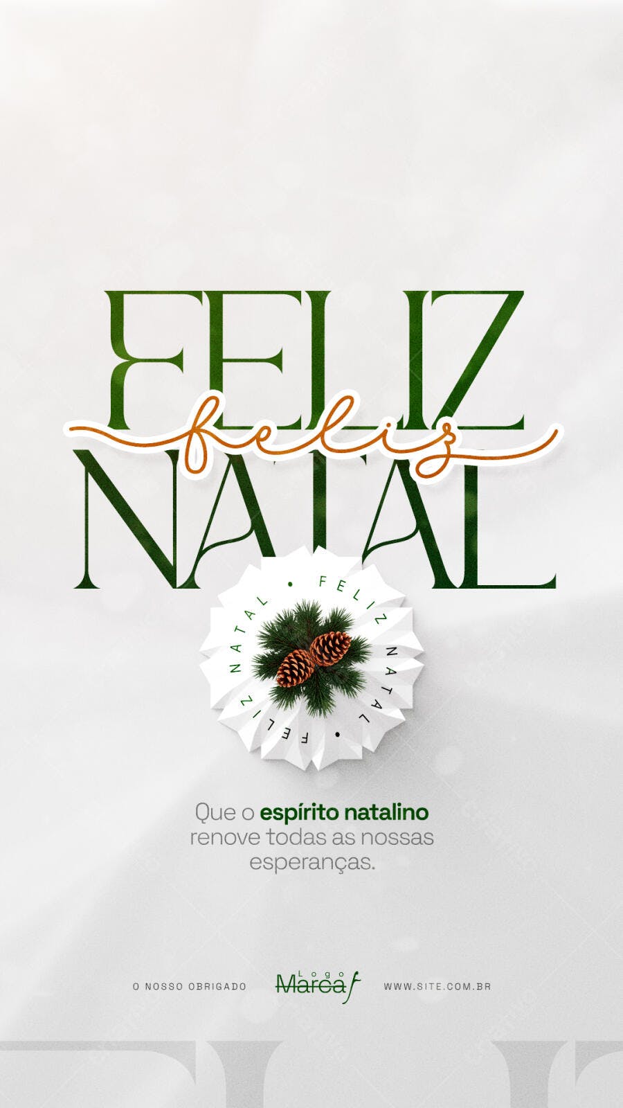 Post para Redes Sociais Feliz Natal Pinhas PSD Editável