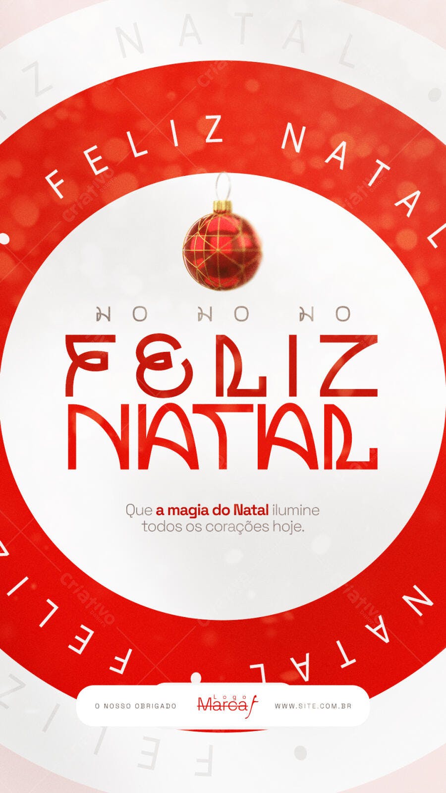 Post de Feliz Natal Moderno com Bola Vermelha PSD Editável