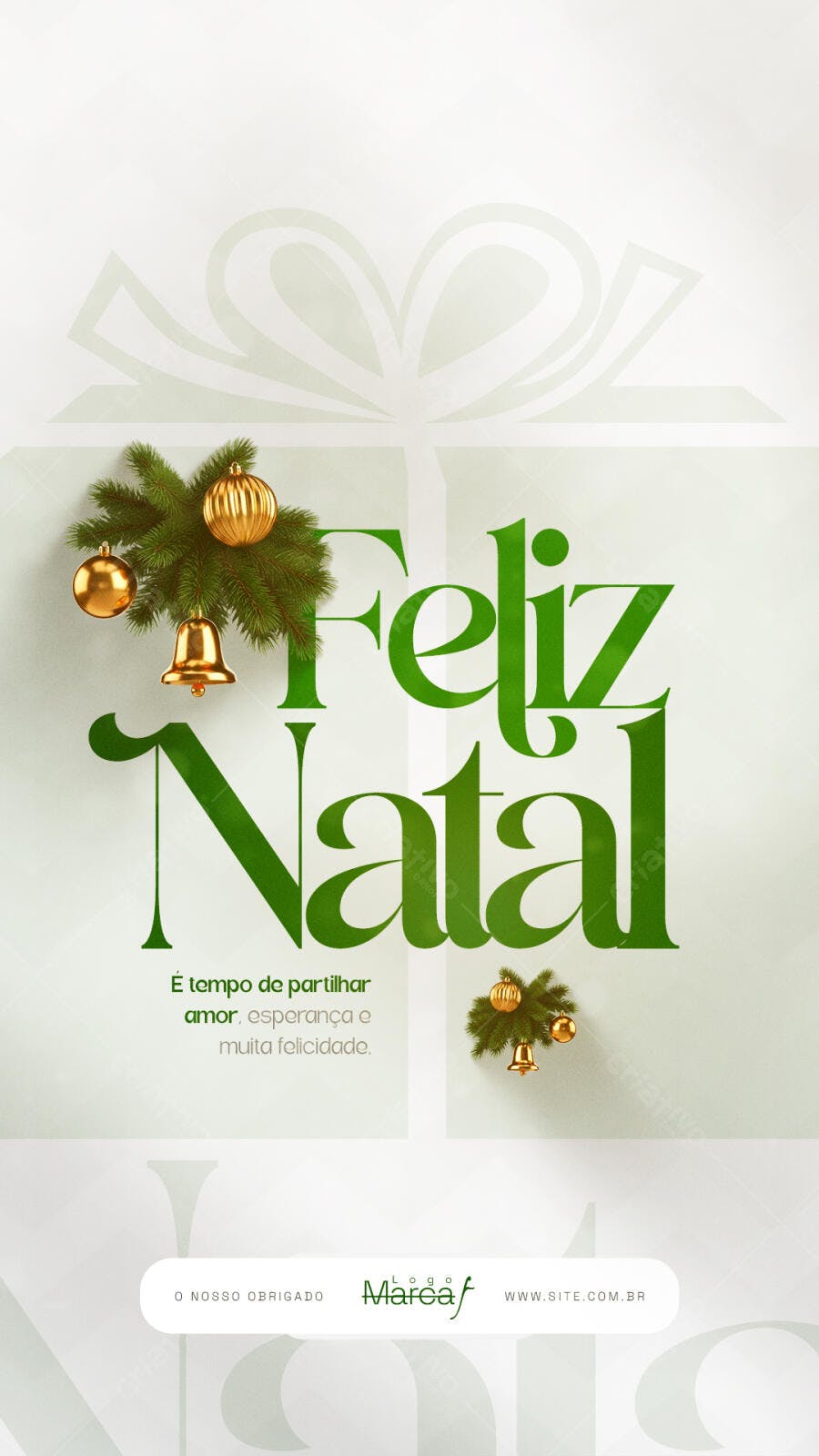 Flyer Feliz Natal Verde Ouro Elegante PSD Editável