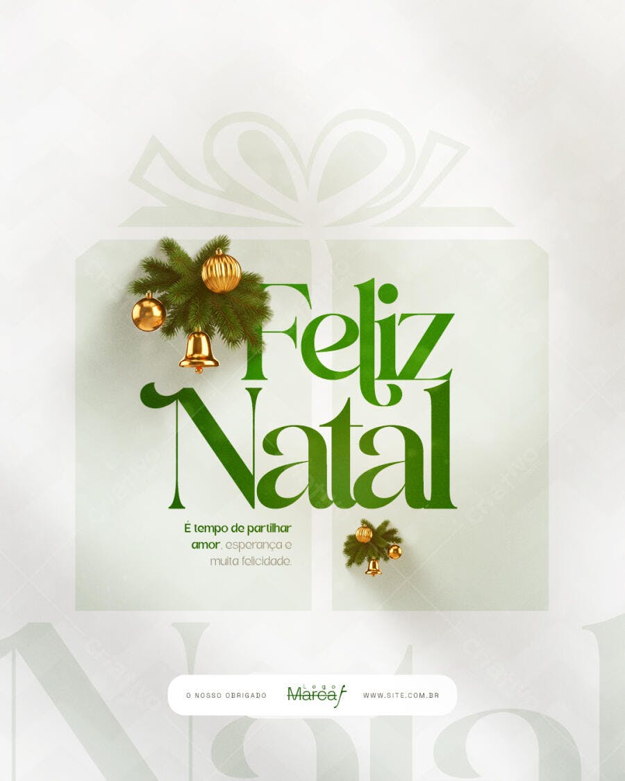 Arte Digital para Feliz Natal Mensagem de Amor PSD Editável