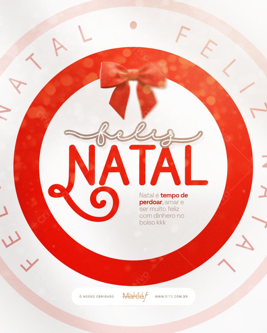 Post para Redes Sociais Feliz Natal com Humor no Bolso PSD Editável