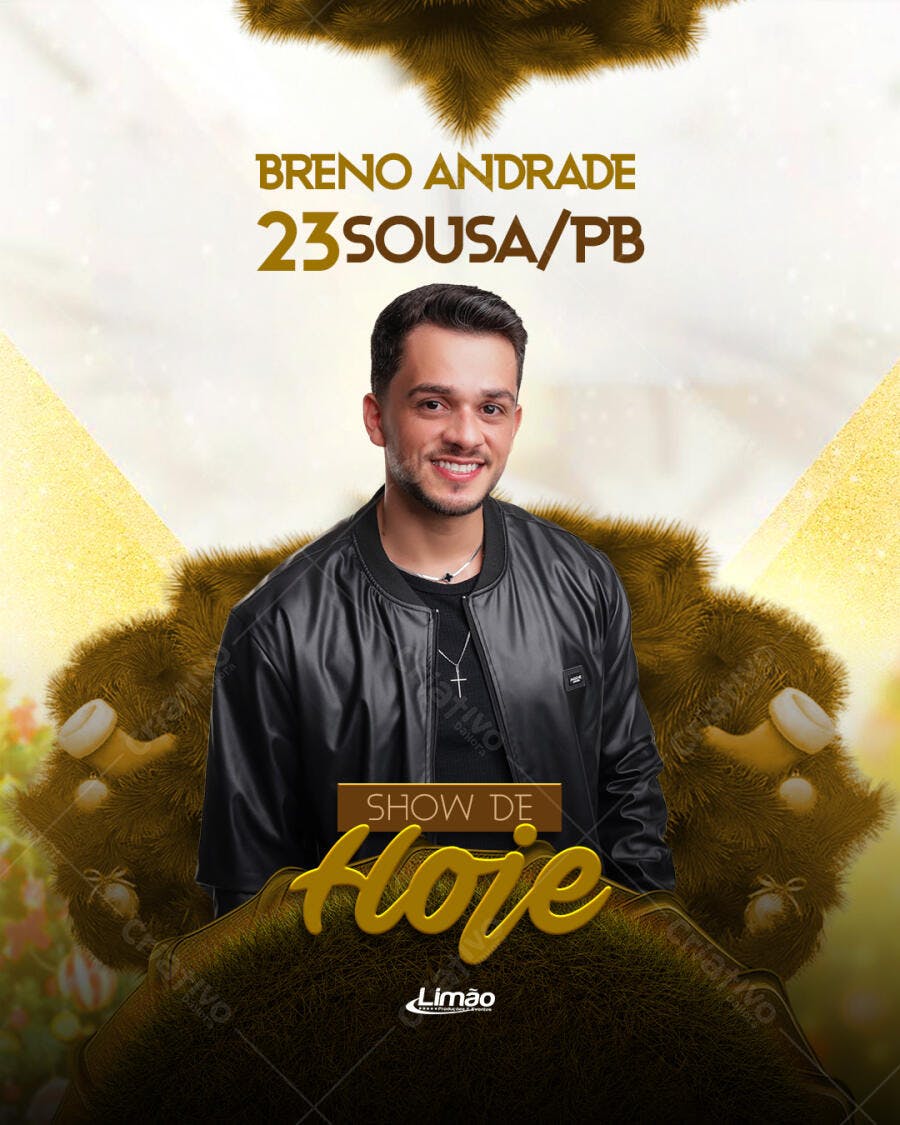 Flyer para Show Musical Breno Andrade 23 Sousa/PB PSD Editável