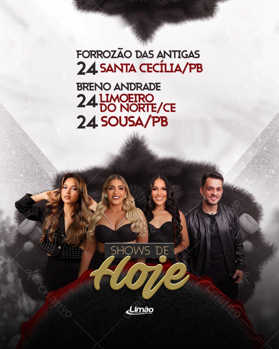 Flyer de Shows Forrozão das Antigas e Breno Andrade PSD Editável