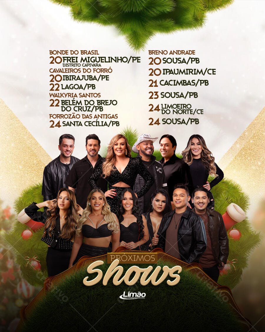 Flyer para Próximos Shows de Forró Natalino PSD Editável