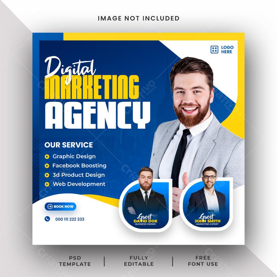 Post de Redes Sociais para Agência Marketing Digital PSD Editável