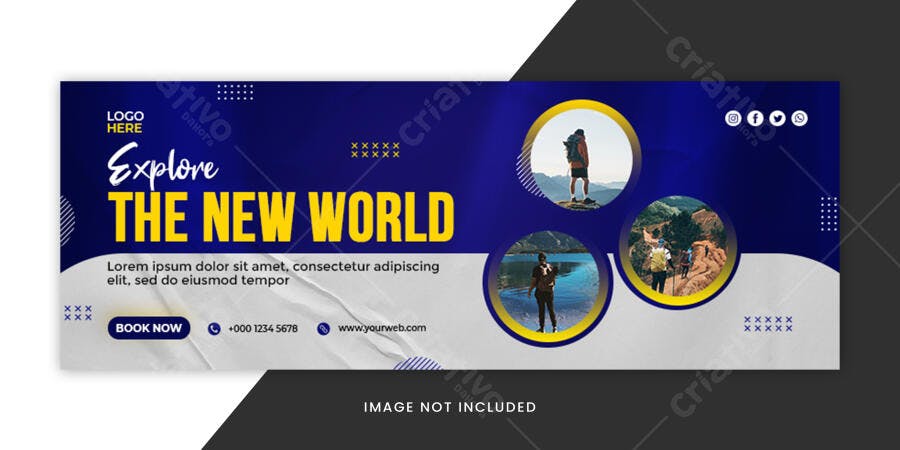 Capa de Mídia Social Viagem e Exploração PSD Editável