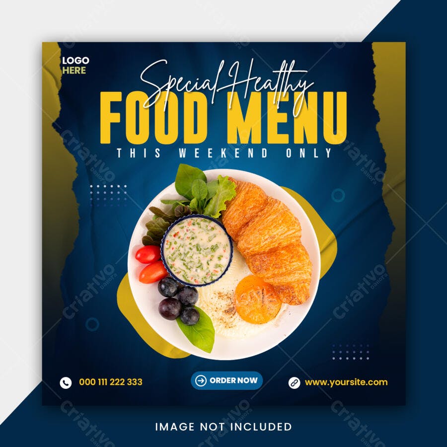 Flyer de Comida Saudável para Menu Especial de Fim de Semana PSD Editável
