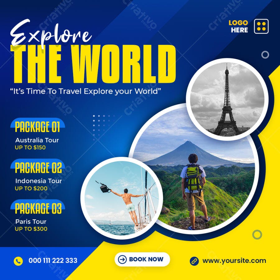 Flyer de Viagem Explore o Mundo PSD Editável