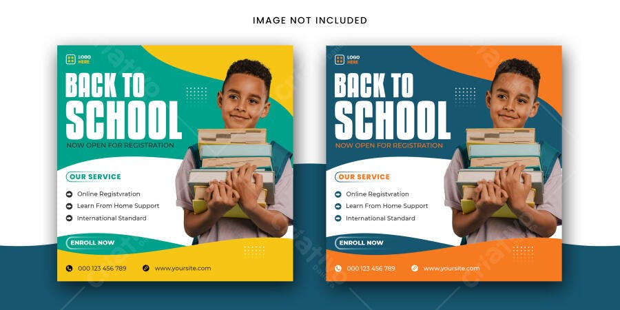 Flyer Escolar Volta às Aulas Menino Estudante Livros PSD Editável
