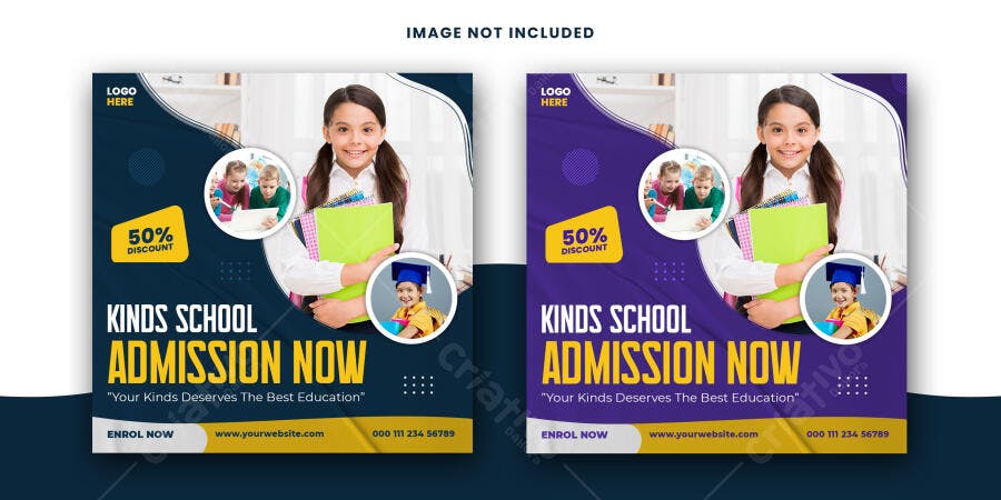 Flyer Admissão Escolar Crianças Moderno PSD Editável