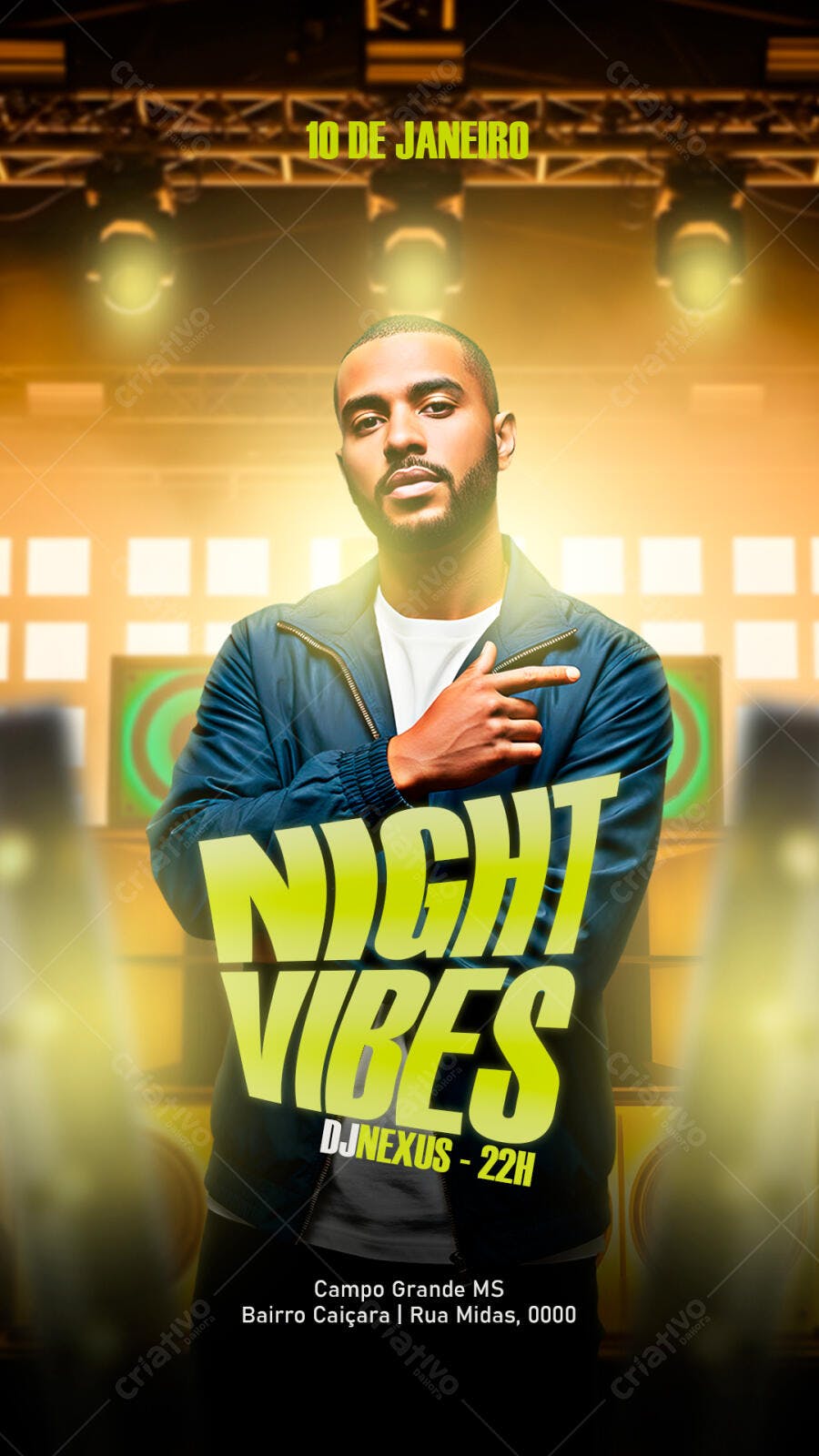 Flyer para Festa Night Vibes PSD Editável