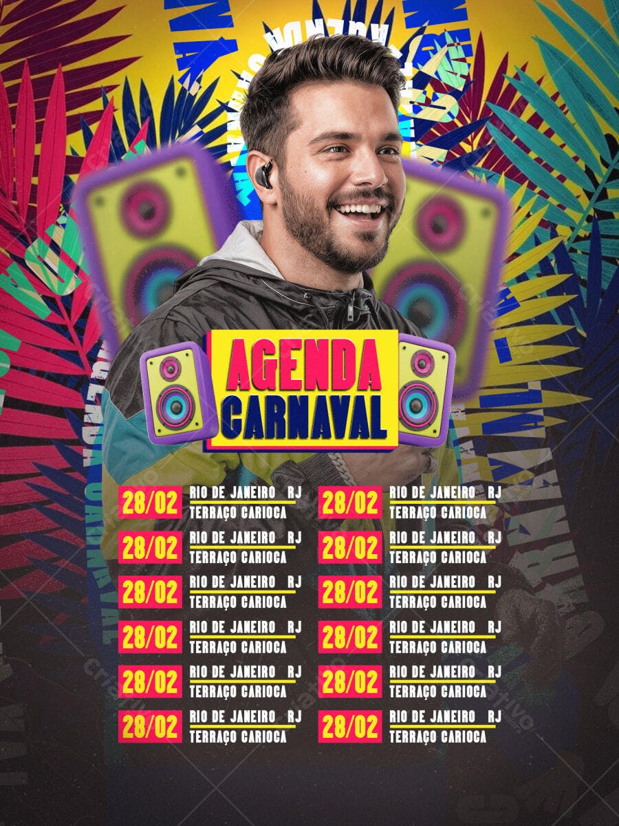 Flyer Agenda Carnaval Rio de Janeiro PSD Editável
