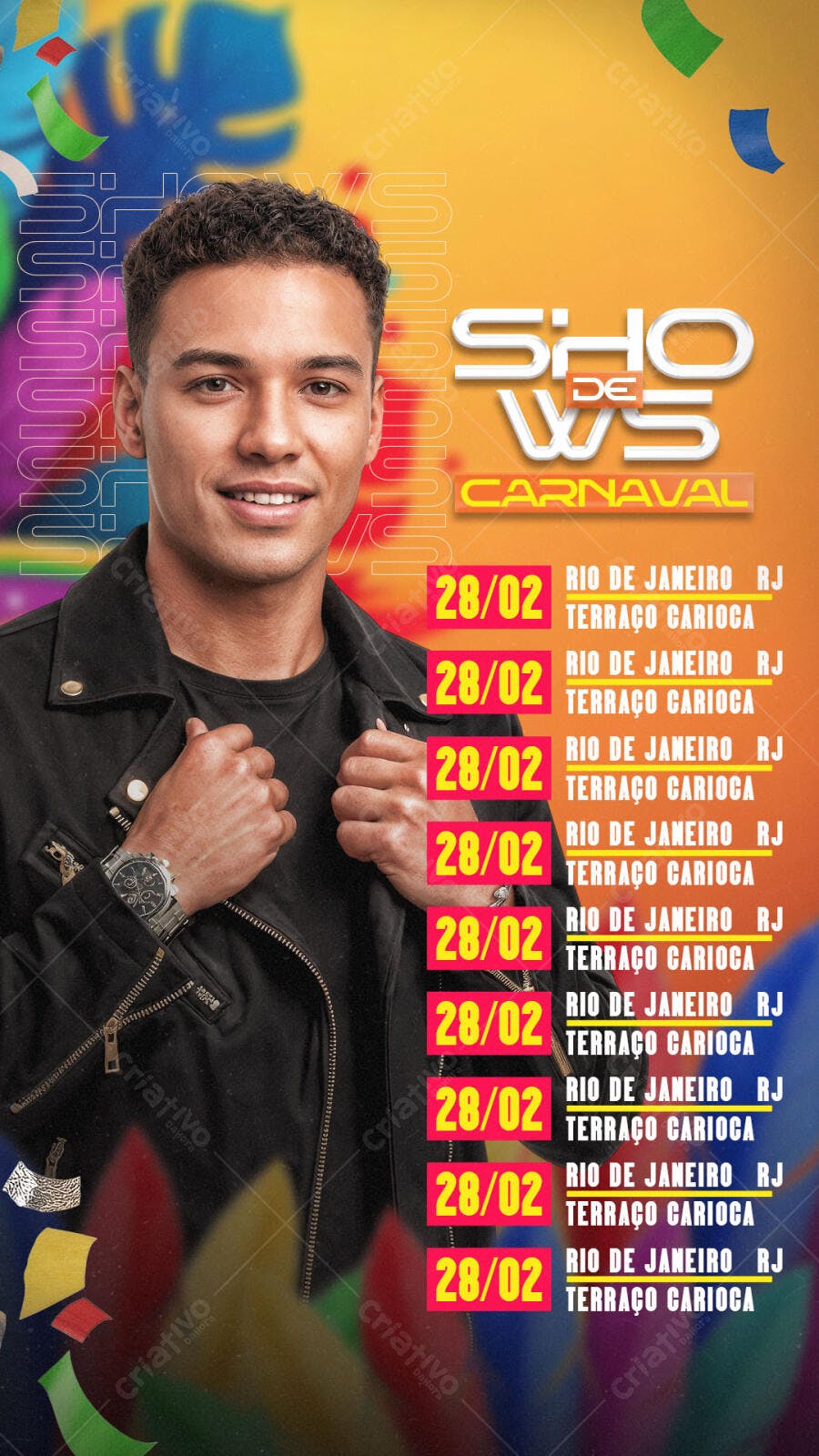 Story Instagram para Shows de Carnaval Rio de Janeiro 28/02 PSD Editável