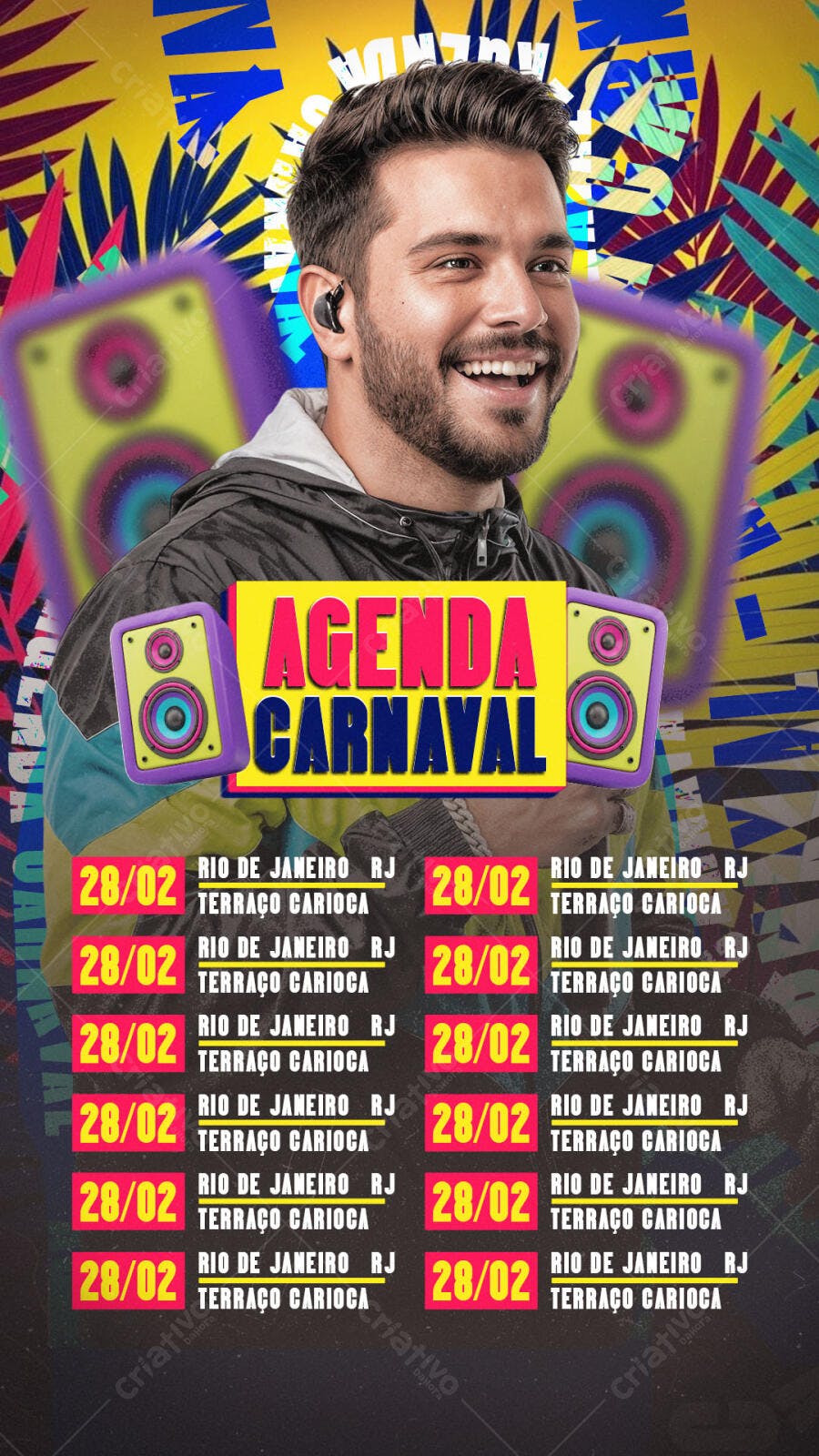 Flyer Agenda Carnaval Rio de Janeiro PSD Editável