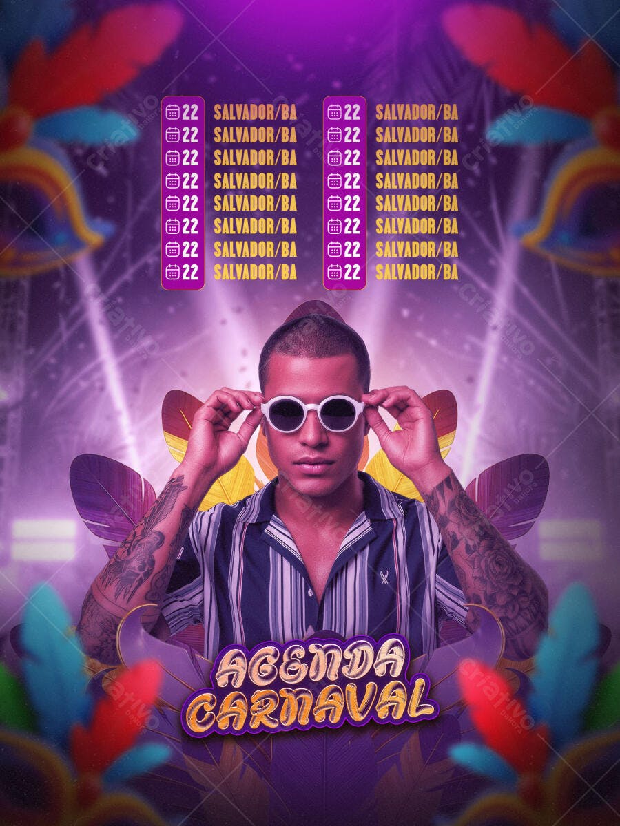 Flyer Agenda Carnaval Salvador Bahia PSD Editável