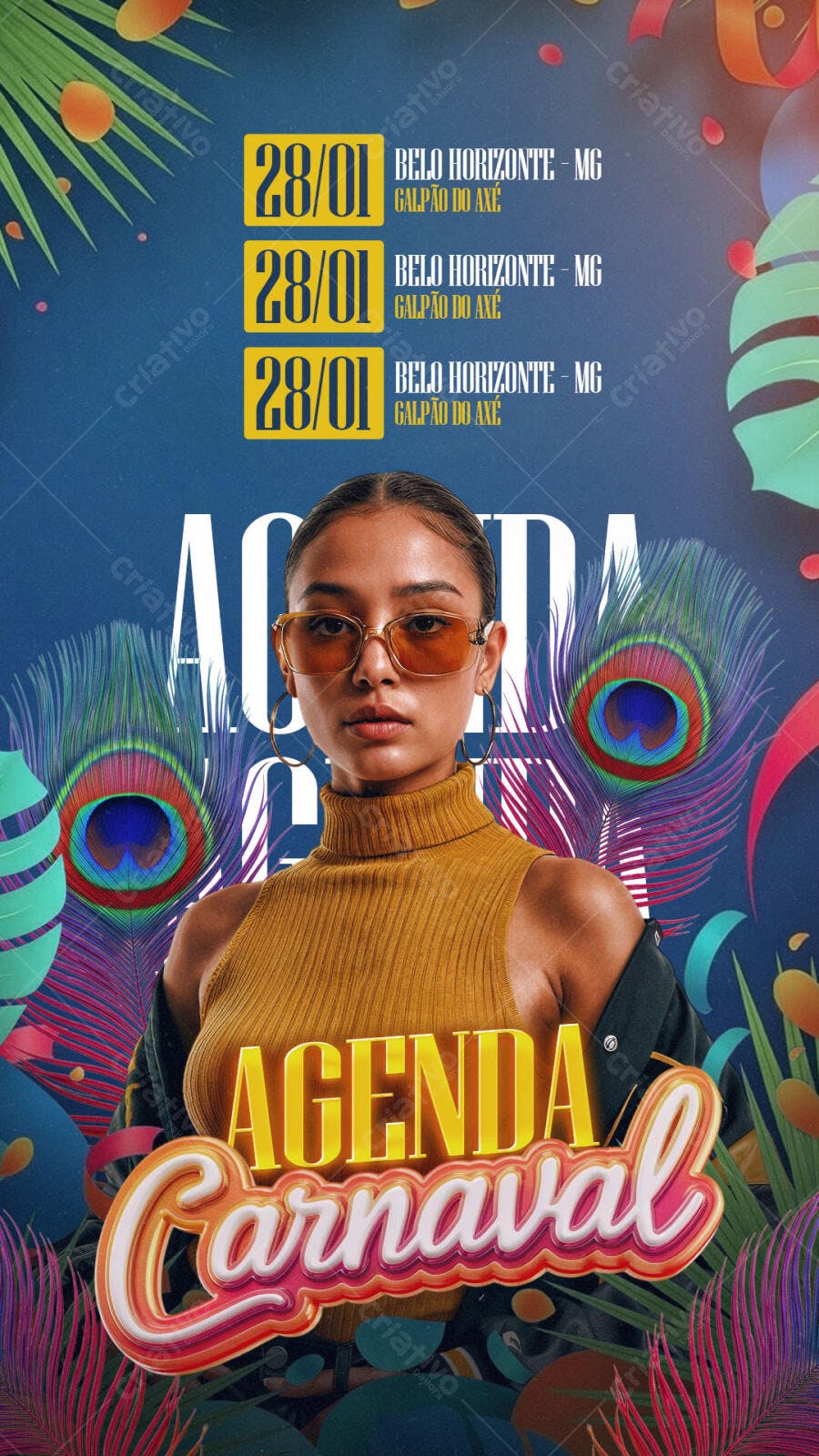 Flyer para Agenda Carnaval 28/01 Belo Horizonte PSD Editável
