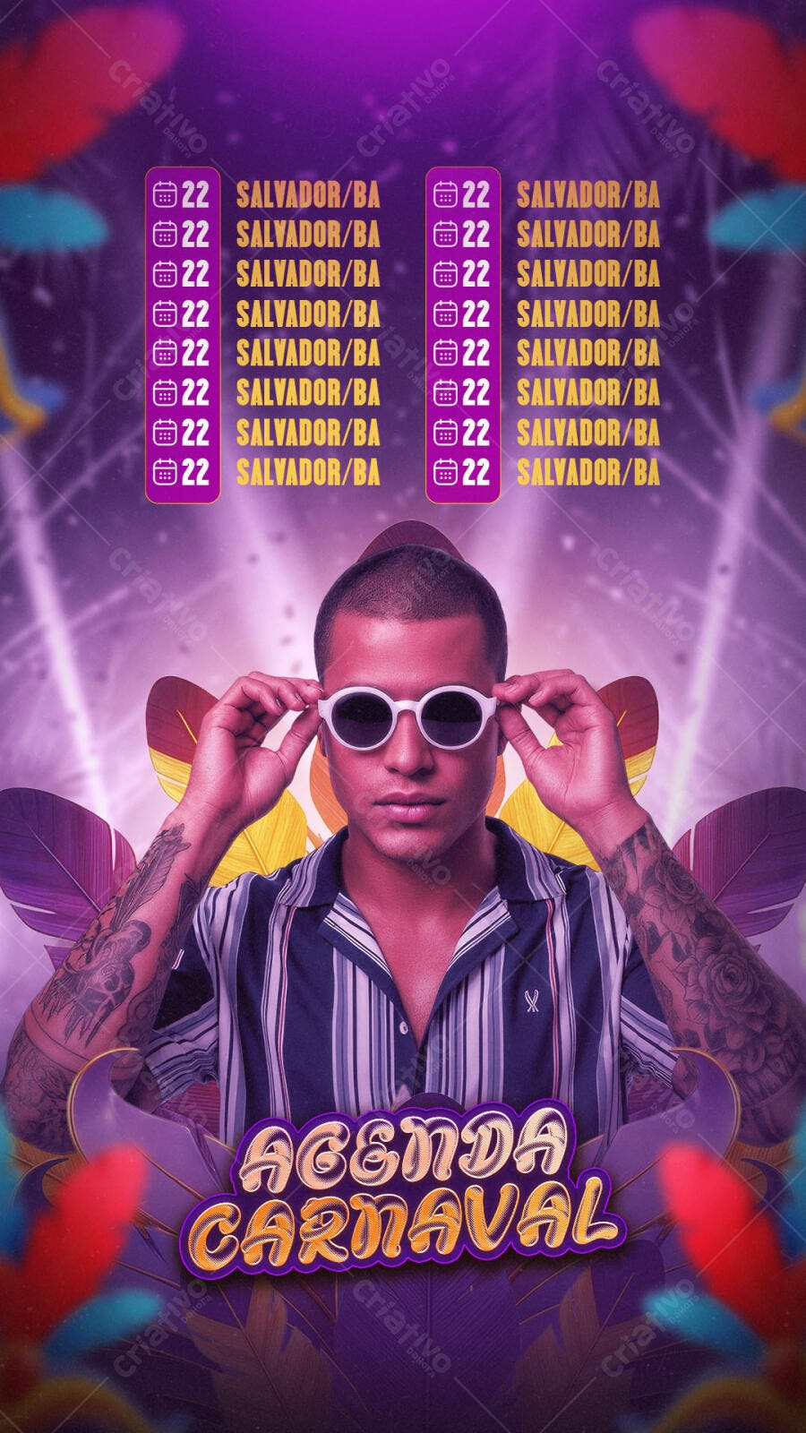Flyer Agenda Carnaval Salvador Bahia PSD Editável