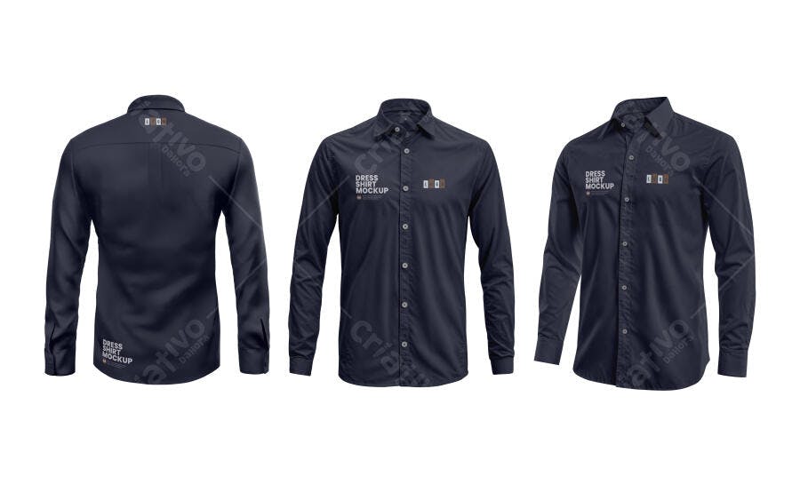 Mockup Camisa Social Azul Marinho Elegante para Branding Corporativo
