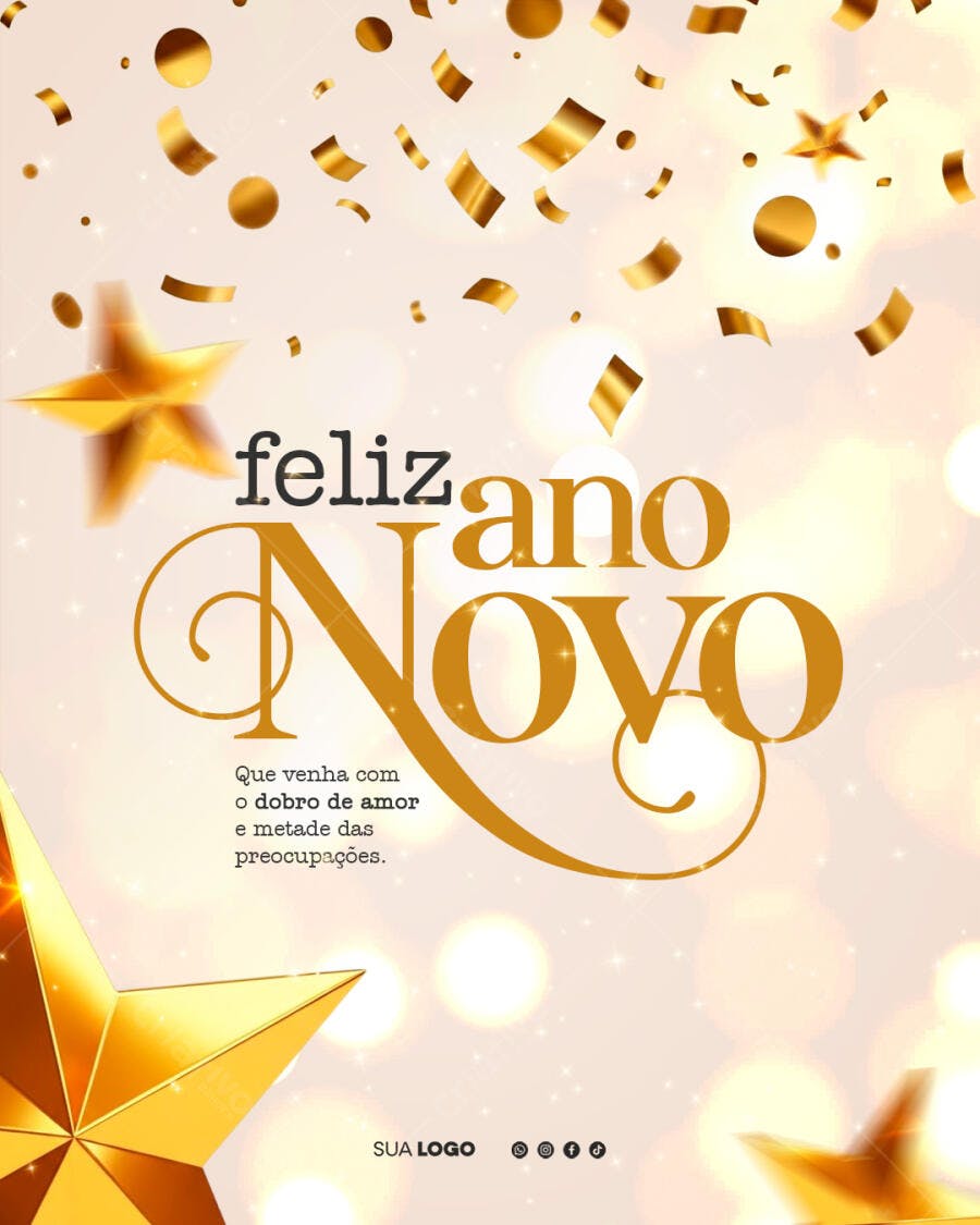 Flyer Digital para Celebração de Ano Novo PSD Editável