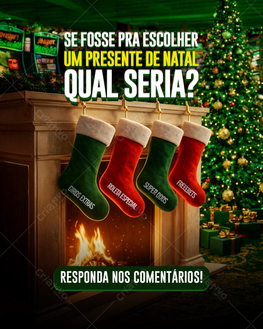 Post Interativo Natal para Promoções de Apostas Psd Editável