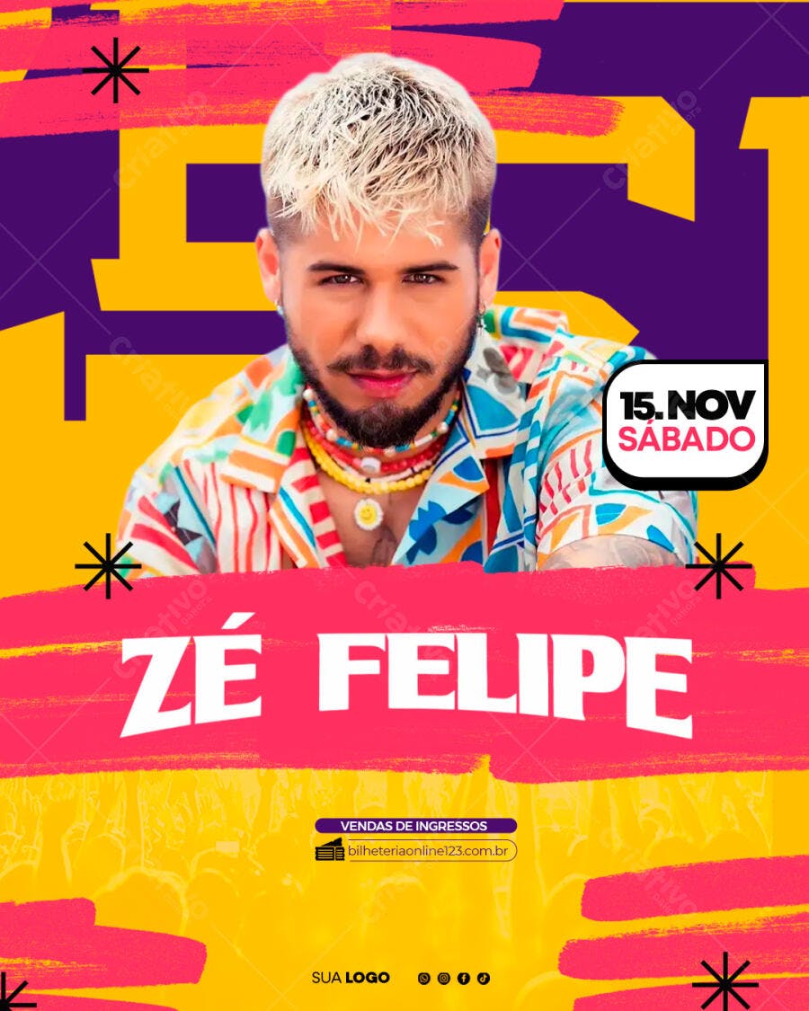 Flyer Show Zé Felipe 15 Nov Sábado PSD Editável
