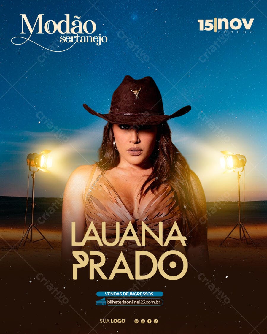 Flyer para Show Sertanejo Lauana Prado Modão PSD Editável