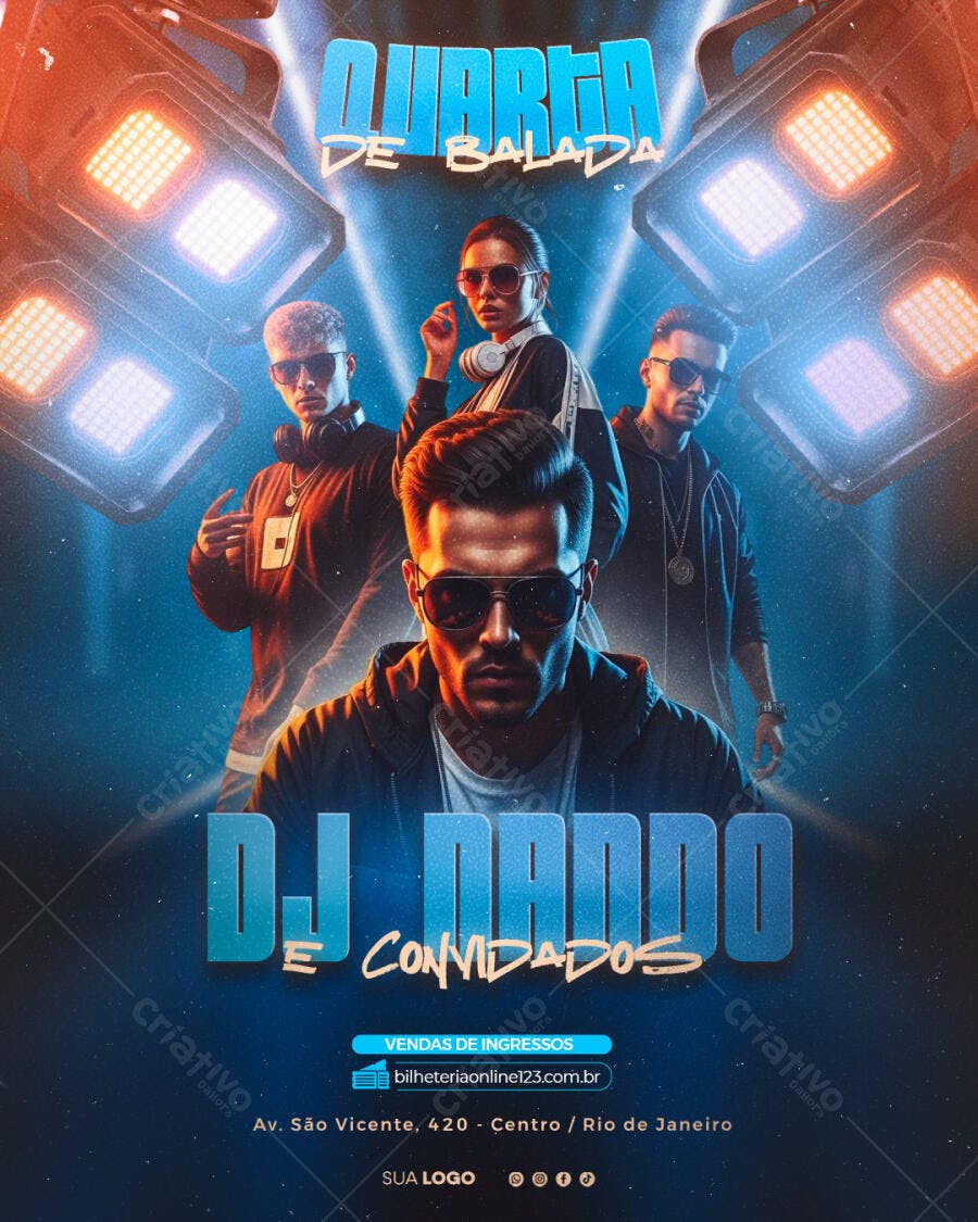 Flyer Quarta de Balada DJ Nando e Convidados PSD Editável