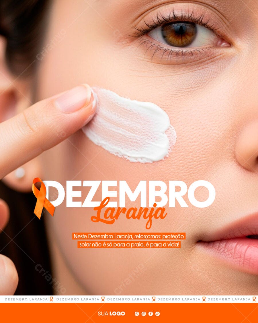 Flyer Dezembro Laranja Proteção Solar PSD Editável