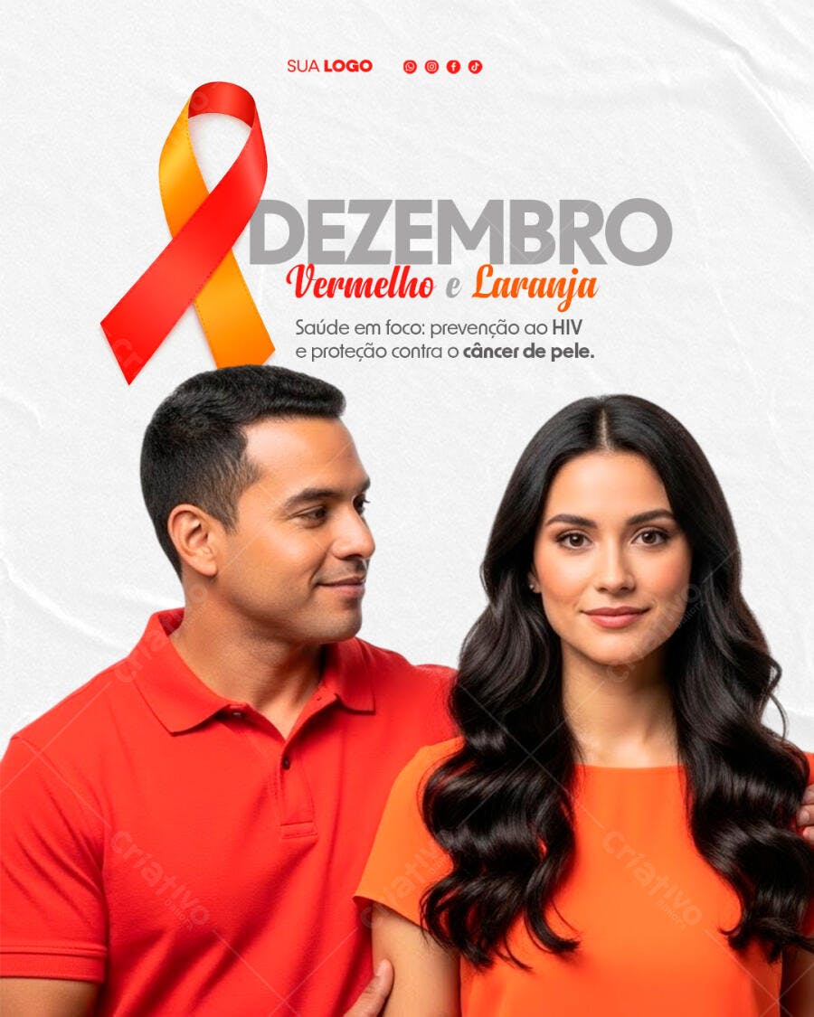 Flyer Campanha Dezembro Vermelho Laranja Casal Saúde PSD Editável