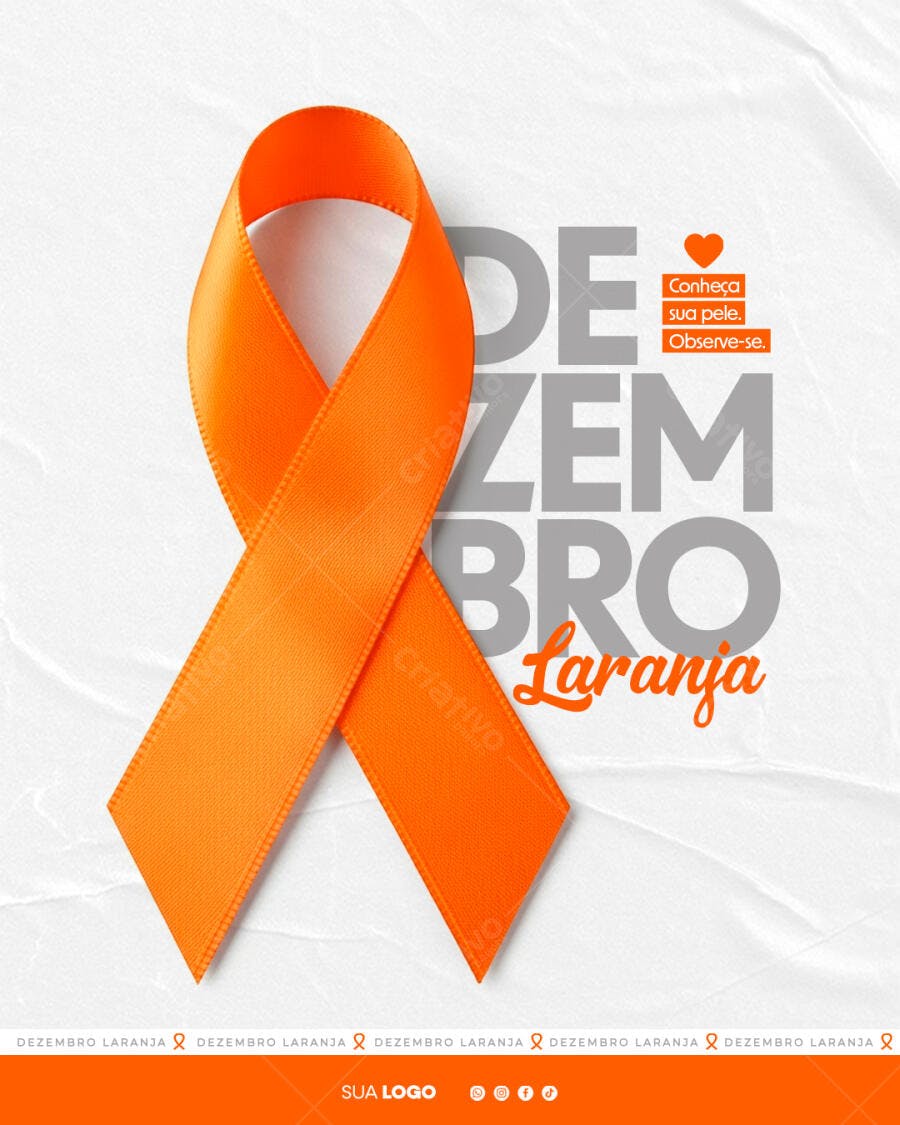 Flyer Dezembro Laranja Conscientização Câncer Pele PSD Editável