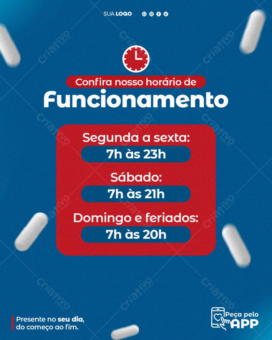 Flyer Horário de Funcionamento de Loja PSD Editável