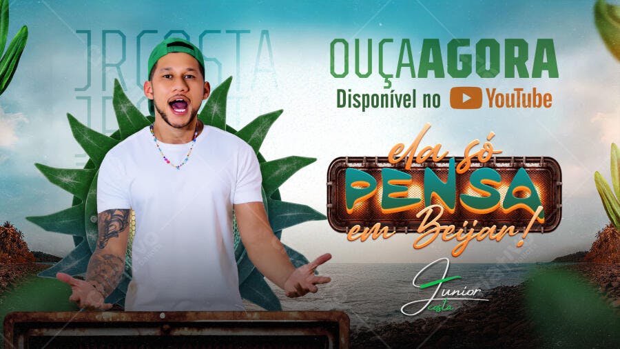 Flyer Musical JR Costa Tropical 'Ela só PENSA em Beijar!' PSD Editável