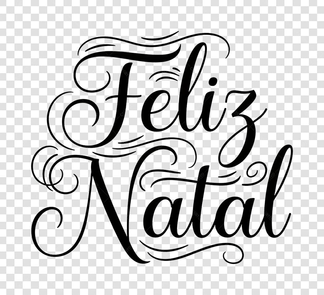 Letreiro Feliz Natal Caligrafia Preto para Fim de Ano PNG com fundo transparente