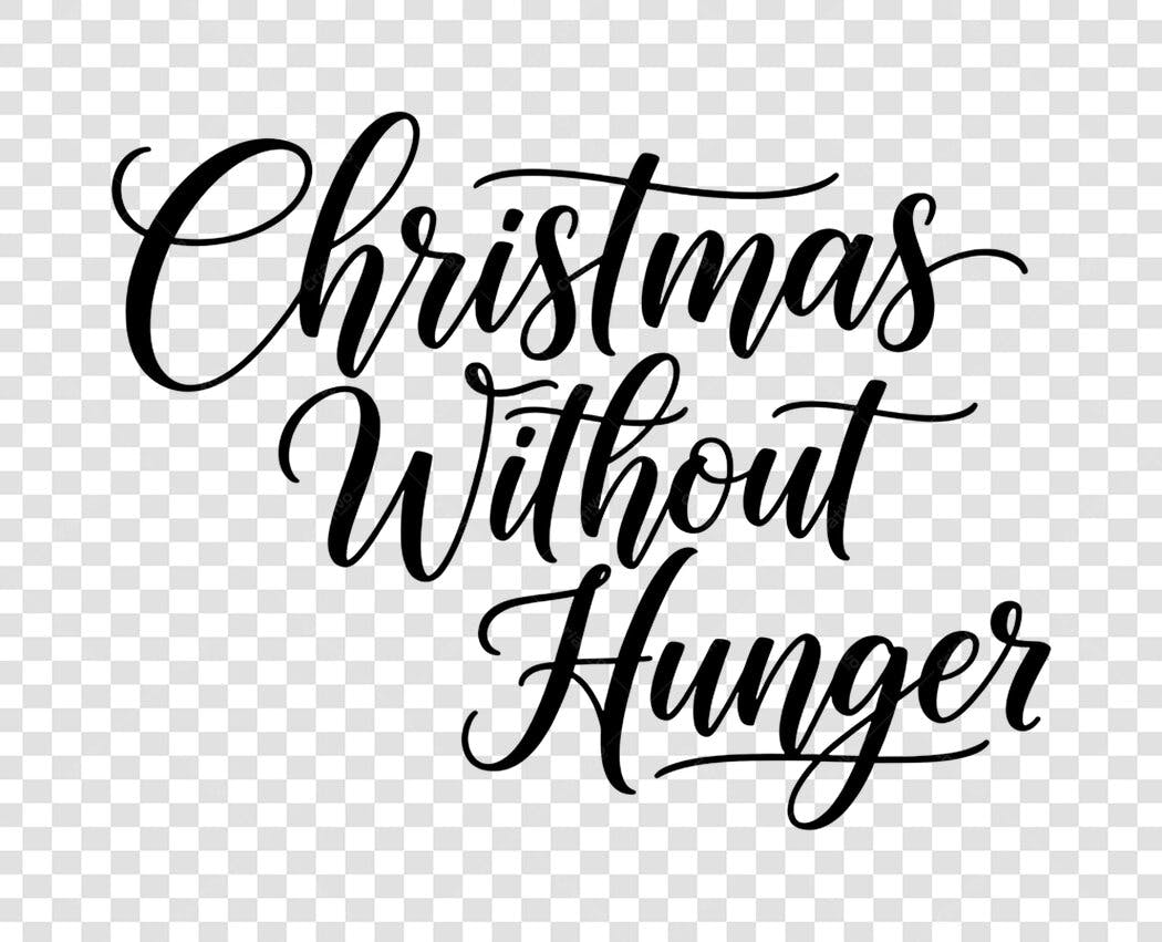 Frase Caligrafia Natalina "Christmas Without Hunger" PNG com fundo transparente