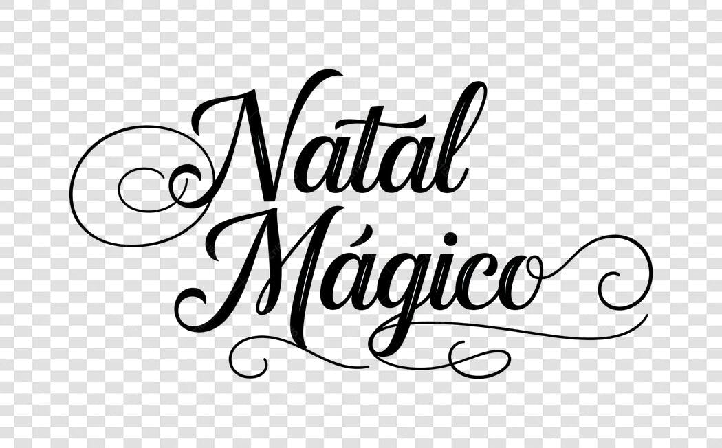 Elemento Gráfico Natal Mágico caligrafia preta para campanhas de fim de ano PNG com fundo transparente