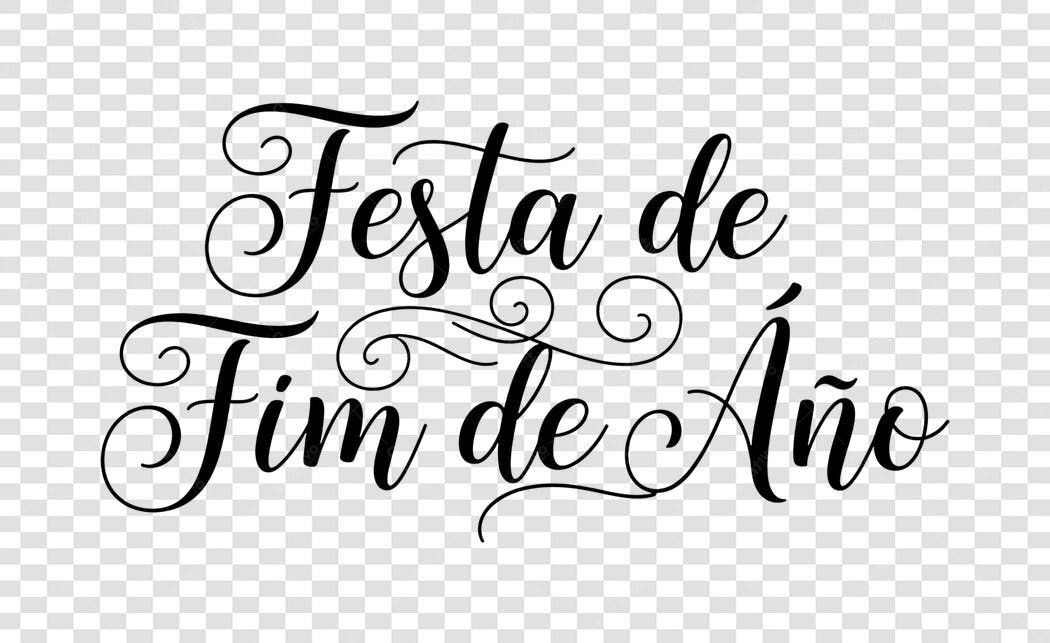 Frase caligráfica Festa de Fim de Año PNG com fundo transparente