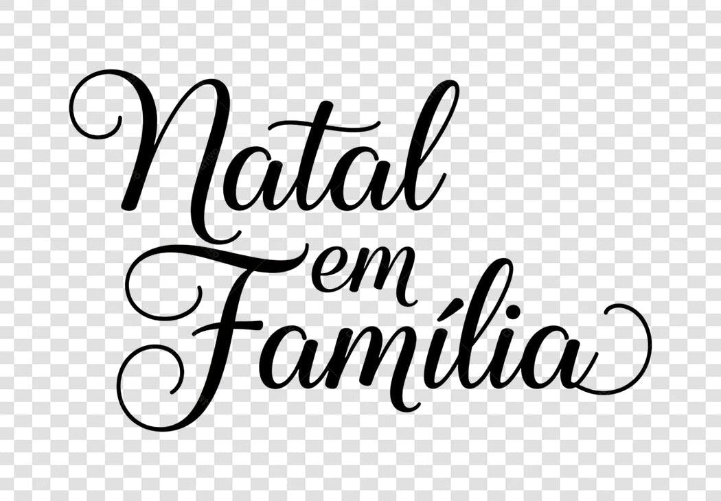 Lettering Natalino Natal em Família Preto PNG com fundo transparente