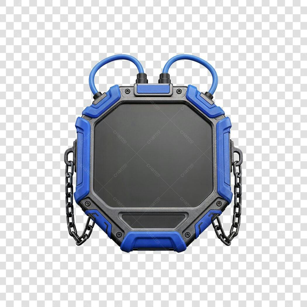 Elemento de Interface Gamer Futurista Azul e Cinza PNG com fundo transparente
