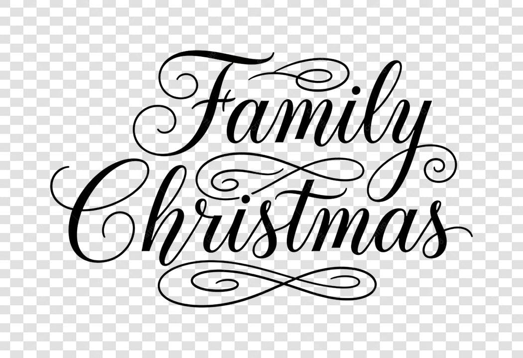 Letras Decorativas Caligrafia Family Christmas Natal PNG fundo transparente