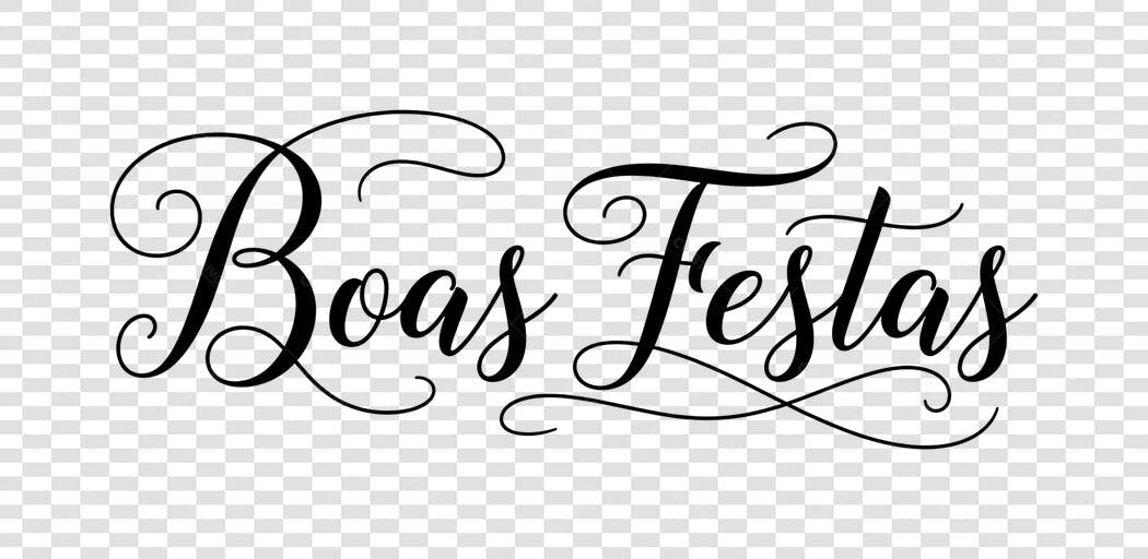 Texto Boas Festas caligrafia elegante preto PNG com fundo transparente