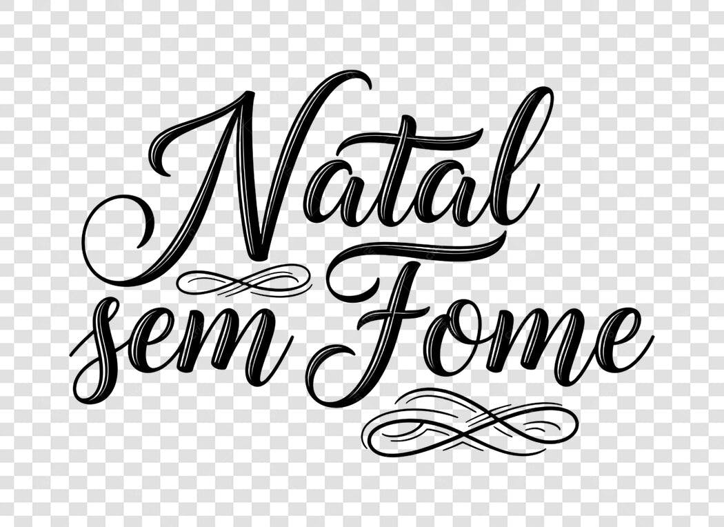 Selo Campanha Natal sem Fome Caligrafia Preta PNG com fundo transparente