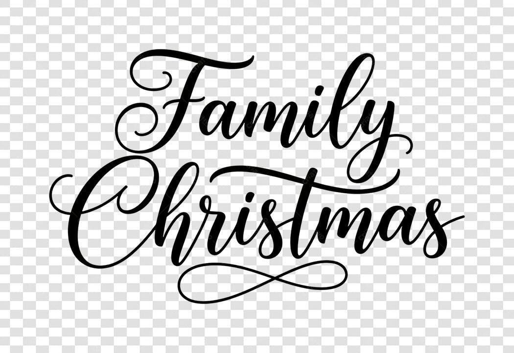 Caligrafia Natal em Família Preto PNG com fundo transparente