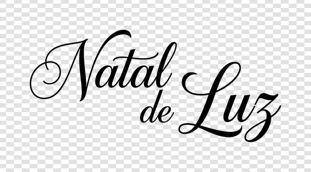 Texto decorativo Natal de Luz preto PNG com fundo transparente
