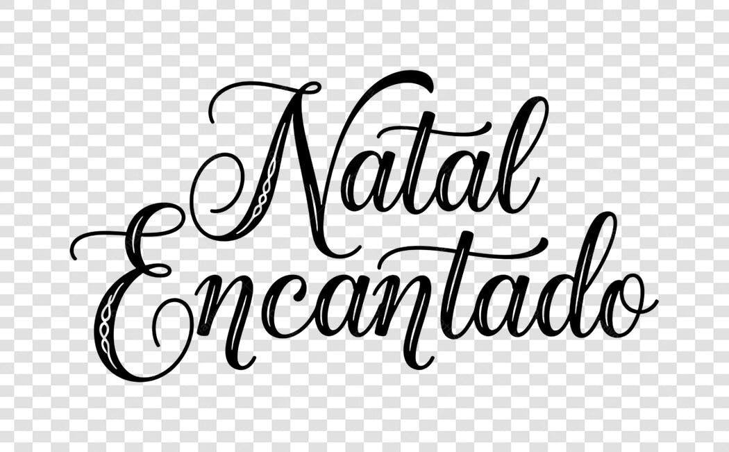 Frase Natal Encantado caligrafia preta PNG com fundo transparente